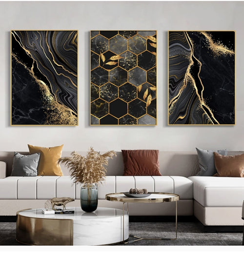 Golden Black Marble Canvas
